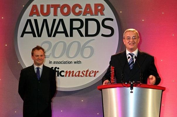 Ausgezeichnet: Prof. Dr. Martin Winterkorn, Vorsitzender des Vorstands der AUDI AG, nahm den Autocar Award stellvertretend für die Marke Audi als Automobilhersteller des Jahres 2006 entgegen.